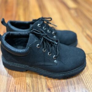 Men's Leather Skechers/Comfort Oxford’s Size‎ 7.5 Black Color.Few Flaws see pi